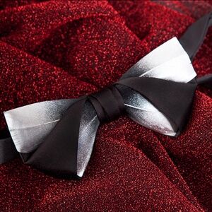 NEW Handmade Natural metallic Black Feather bird leather Bow Tie